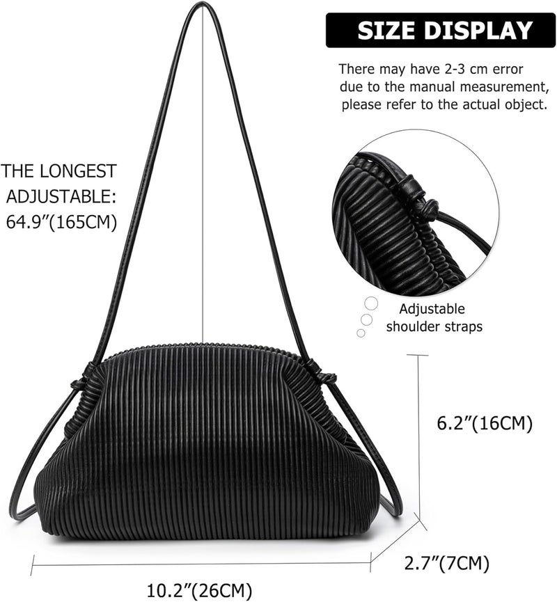 KingTo Store Clutch Purses for Women, Soft Cloud Bag Fashion Dumpling with Ruched Pouch Handbag for Crossbody Shoulder - Image 3